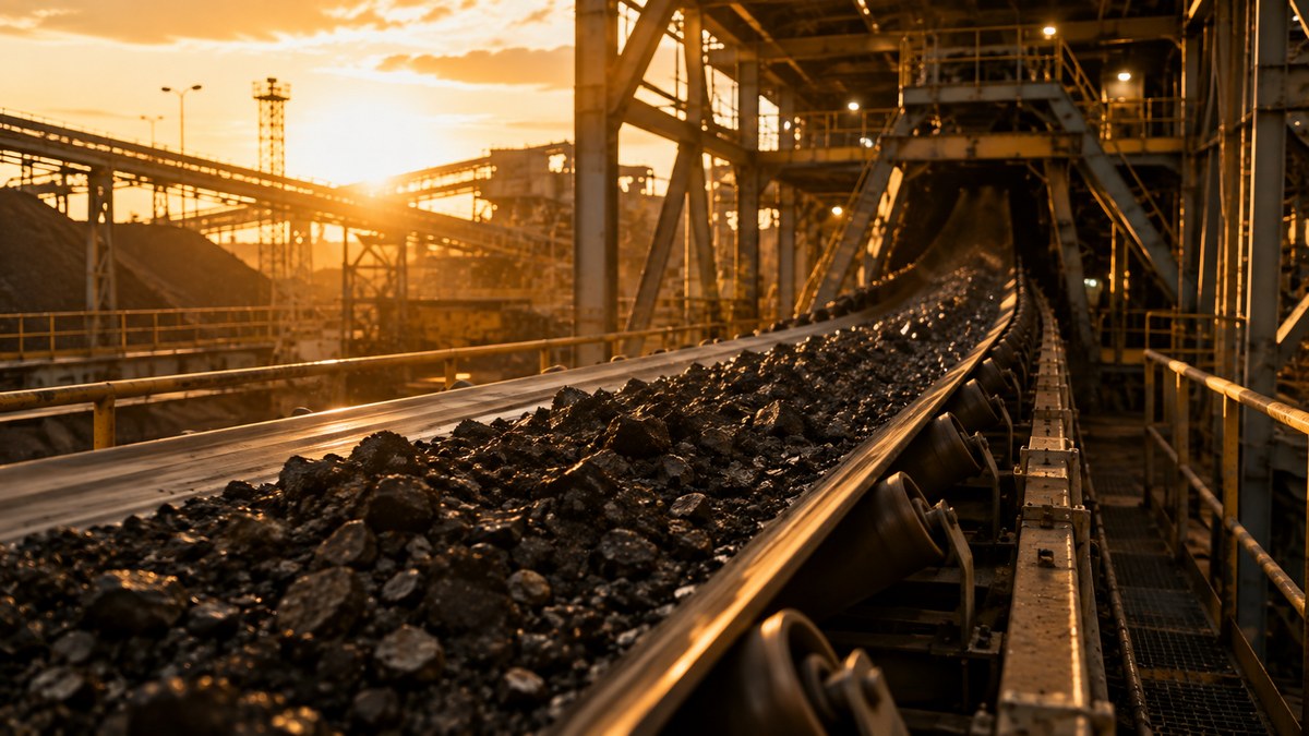 Conveyor belt system at a mining plant