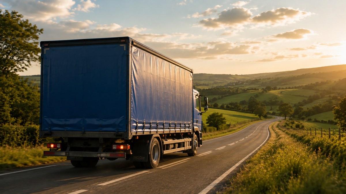 Truck on a regional road at sunset — mixed-service regional TBR tires