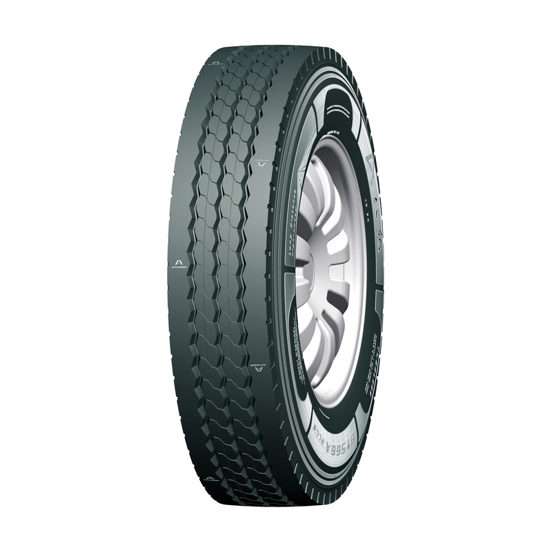 BY566A PLUS 12R22.5 all-position truck tire, 3/4 view
