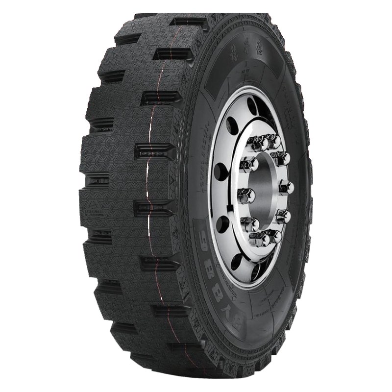 BY886 12.00R20 blast-resistant mining dump truck tire, 3/4 view
