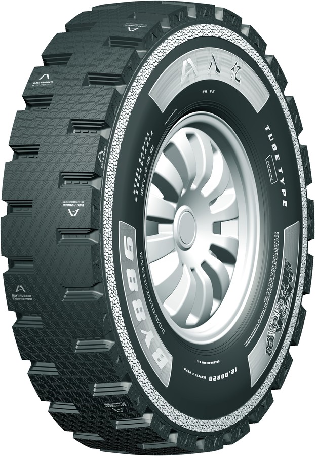 BY888 mining truck tire 12.00R20 / 13R22.5, 3/4 view